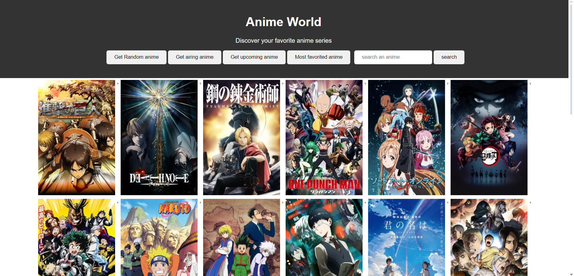 Javascript anime api