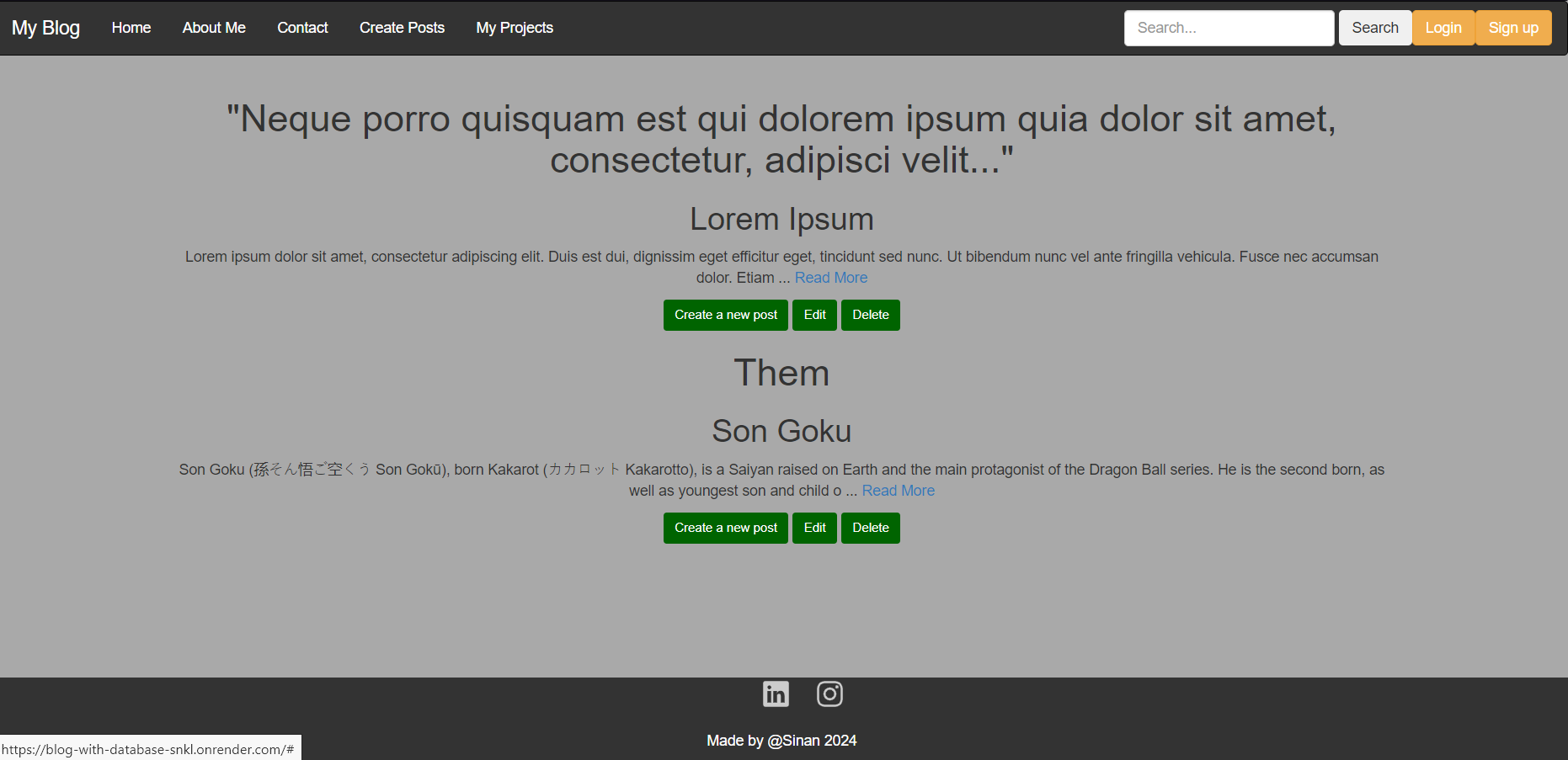 My blog with database